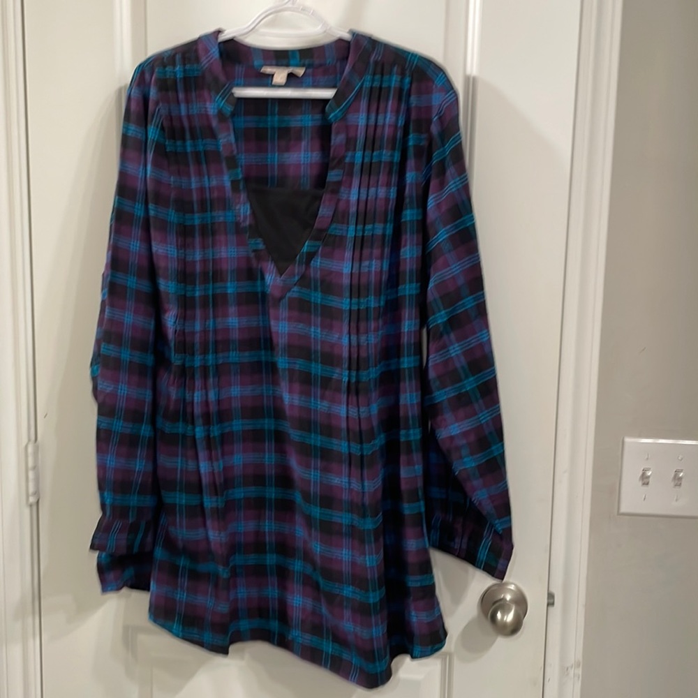 Woman Within flannel v-neck top